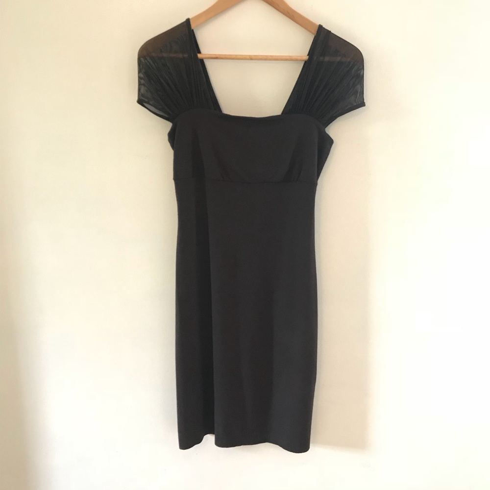 Three dots brown sheer strap dress